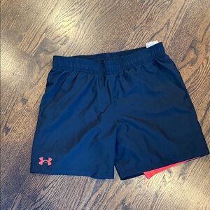 Under Armour black Shorts with Red Logo youth large like new
